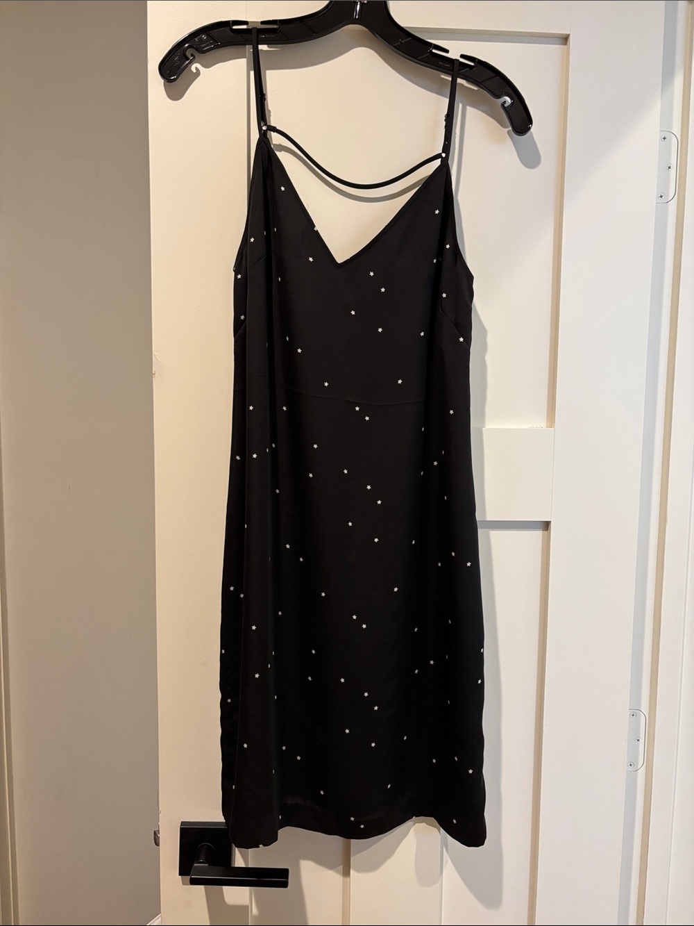 Equipment Black Slip Dress with Scattered White Stars